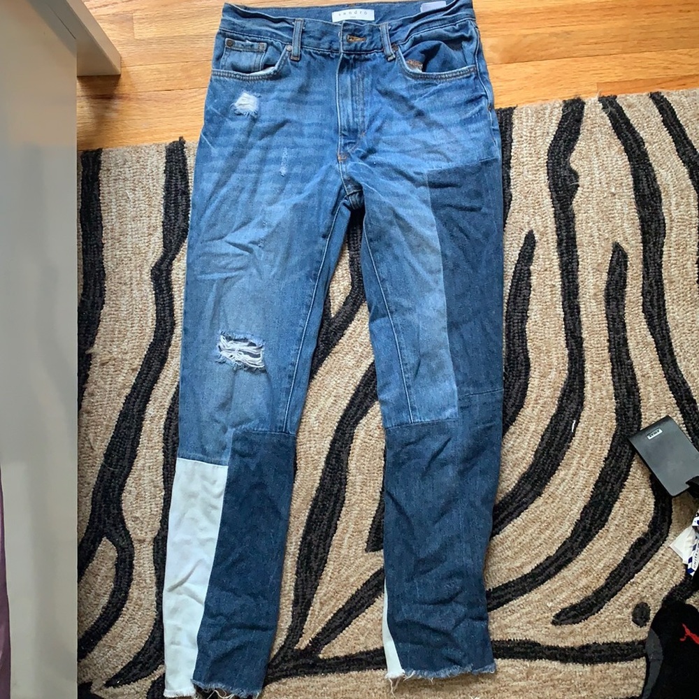 Sandro Patchwork/ Slightly Ripped Straight Jean - image 1